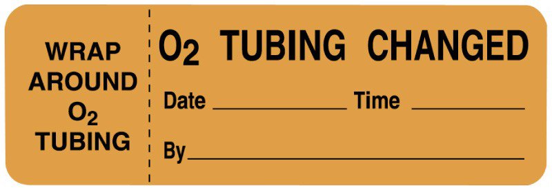 Pre-Printed Label UAL Auxiliary Label Orange Paper O2 Tubing Change Date___Time__ Safety and Instructional 1 X 3 Inch