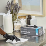 Exam Glove CareStock X-Large NonSterile Nitrile Standard Cuff Length Fully Textured Black Not Rated