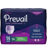 Female Adult Absorbent Underwear Prevail Daily Underwear Pull On with Tear Away Seams 2X-Large Disposable Heavy Absorbency
