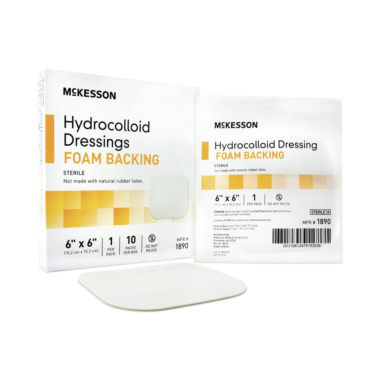 Hydrocolloid Dressing McKesson Foam Backing 6 X 6 Inch Square Hydrocolloid / Foam