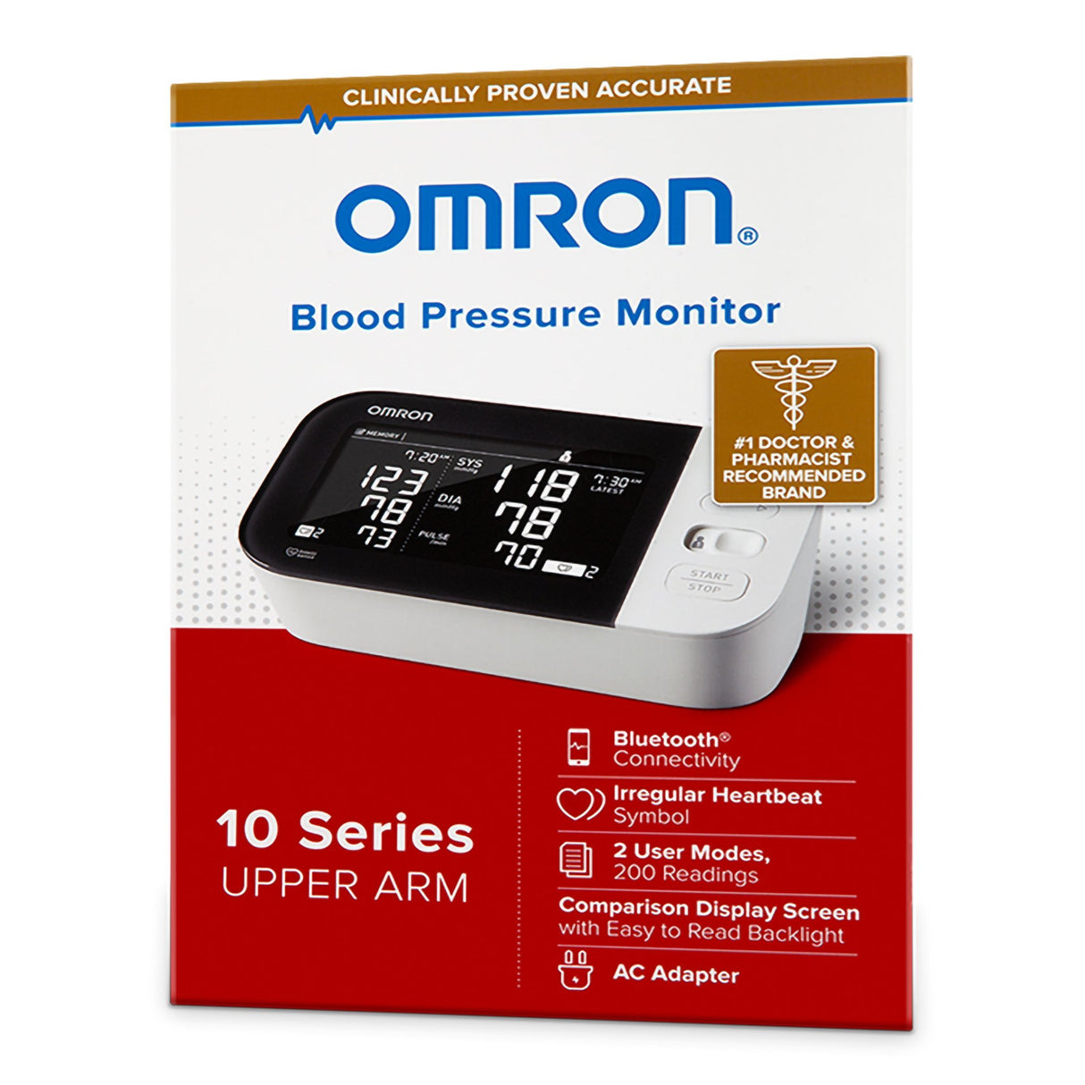 Home Automatic Digital Blood Pressure Monitor Omron 10 Series Wide Range Cloth Fabric Cuff 23 - 43 cm Desk Model