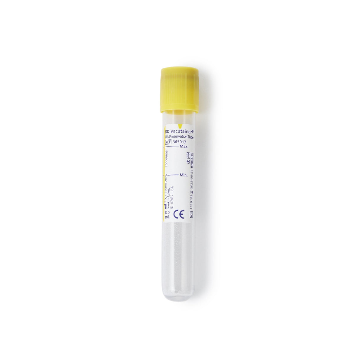BD Vacutainer Urinalysis Tube Chlorhexidine / Ethyl Paraben / Sodium Propionate Additive 8 mL BD Hemogard Closure Polyethylene Terephthalate (PET) Tube
