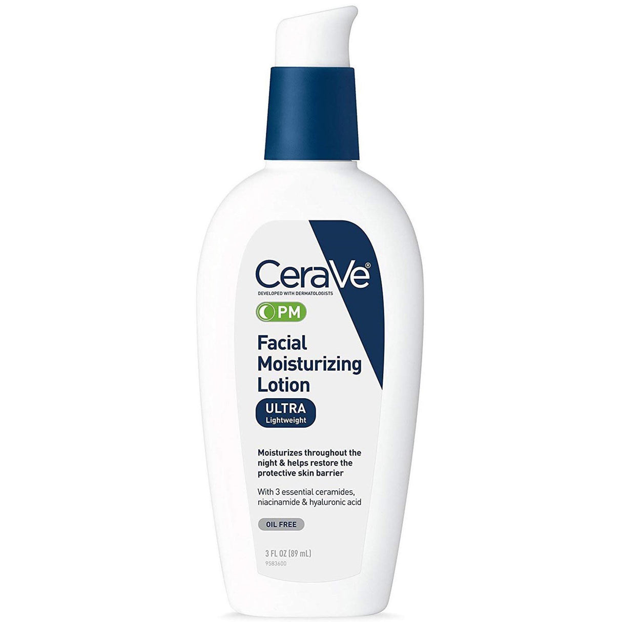 Facial Moisturizer CeraVe PM 3 oz. Pump Bottle Unscented Lotion