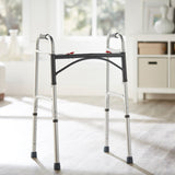 Dual Release Folding Walker Adjustable Height McKesson Aluminum Frame 350 lbs. Weight Capacity 32 to 39 Inch Height