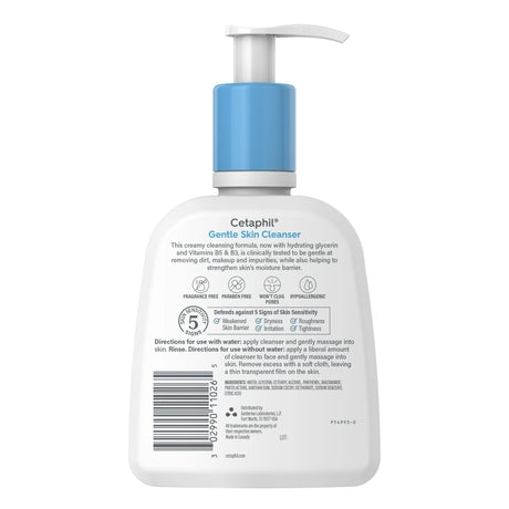 Facial Cleanser Cetaphil Gentle Skin Cleanser Lotion 8 oz. Pump Bottle Unscented
