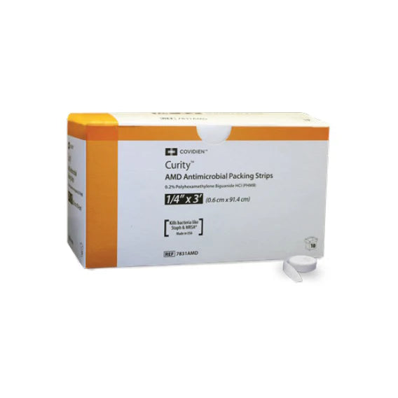 Curity Packing Strips, Antimicrobial, Sterile 1/4" X 3Yrd