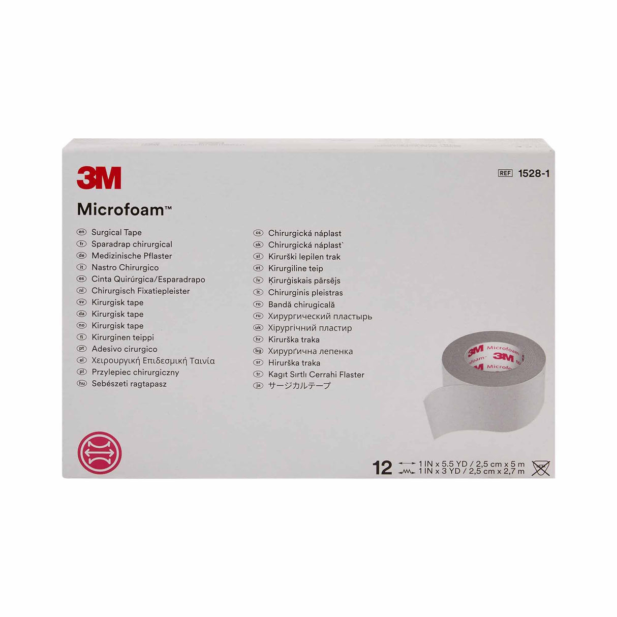Medical Tape 3M Microfoam White 1 Inch X 5-1/2 Yard Elastic / Foam NonSterile
