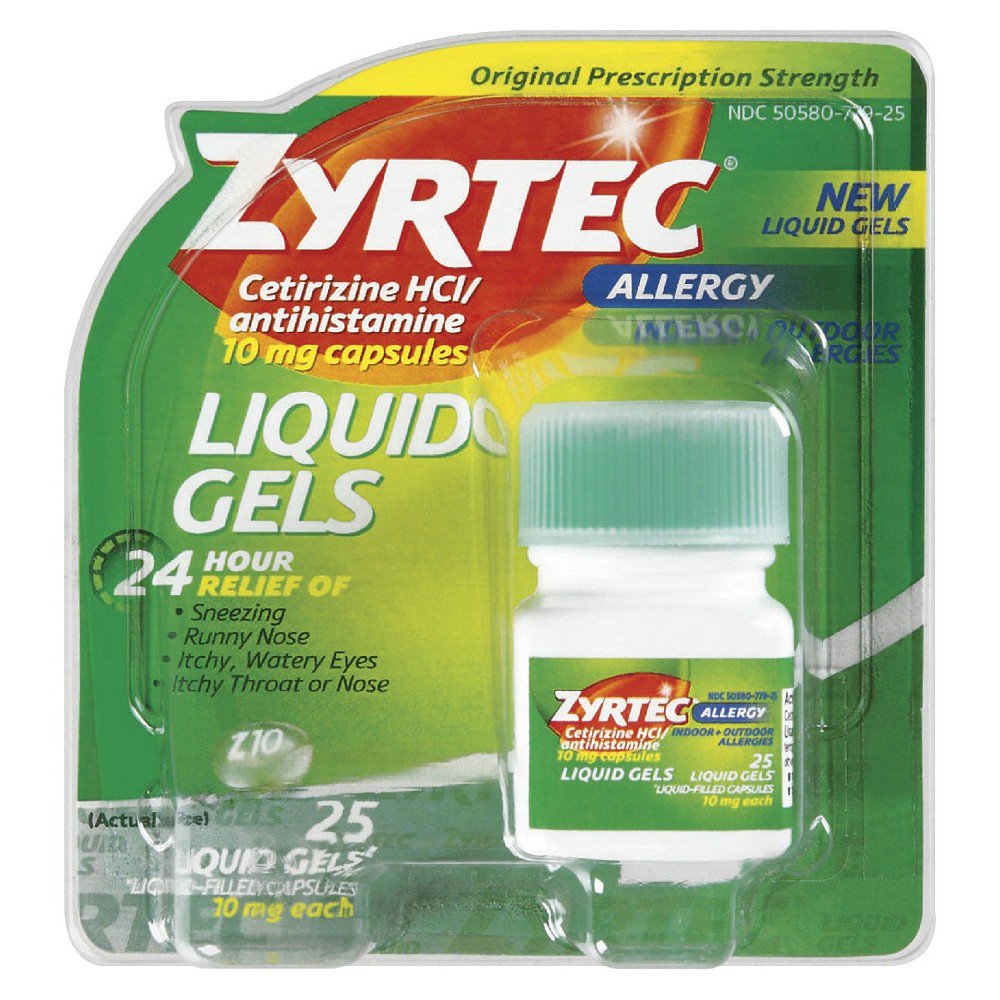 Allergy Relief Zyrtec 10 mg Strength Tablet 25 per Bottle