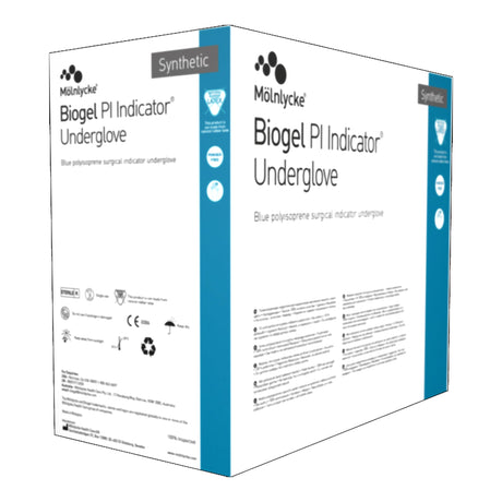 Surgical Underglove Biogel PI Indicator Underglove Size 6.5 Sterile Polyisoprene Standard Cuff Length Smooth Blue Chemo Tested