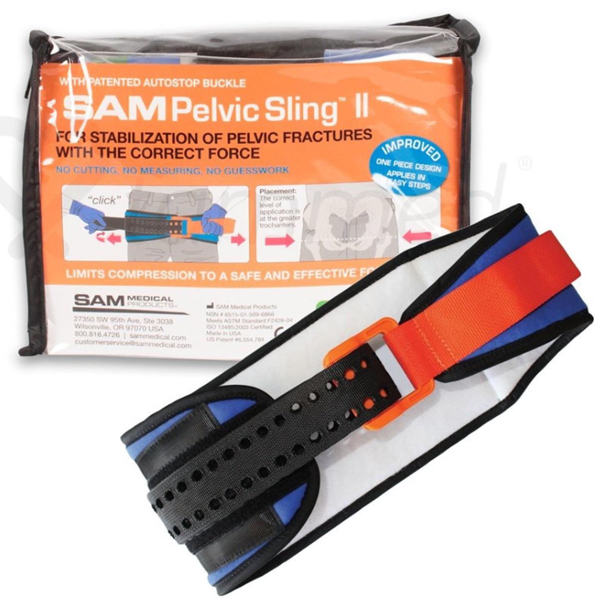 Emergency Pelvic Binder SAM Pelvic Sling II Standard Buckle / Hook and Loop Strap Closure Pelvis
