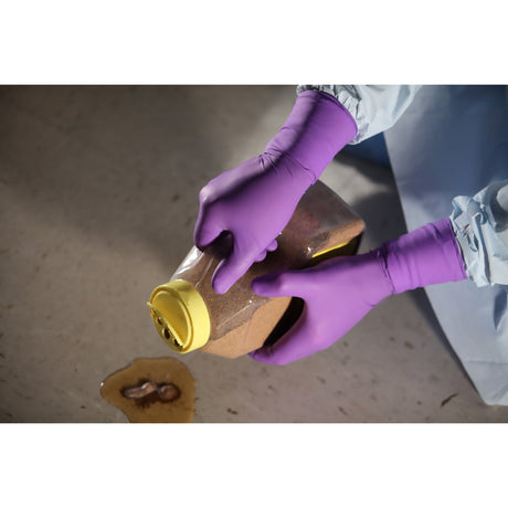 Exam Glove Purple Nitrile-Xtra Medium NonSterile Nitrile Extended Cuff Length Textured Fingertips Purple Chemo Tested