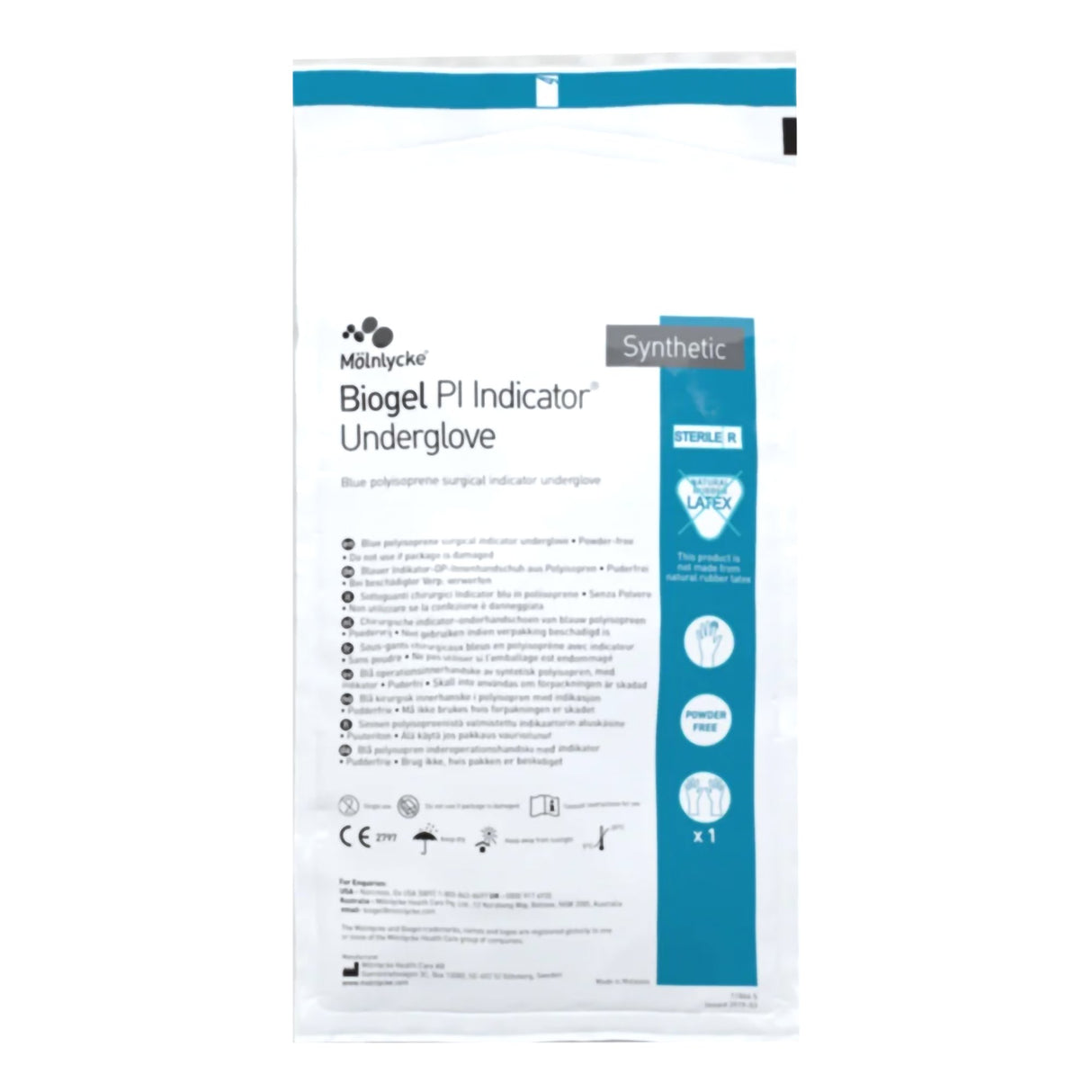 Surgical Underglove Biogel PI Indicator Underglove Size 8 Sterile Polyisoprene Standard Cuff Length Smooth Blue Chemo Tested