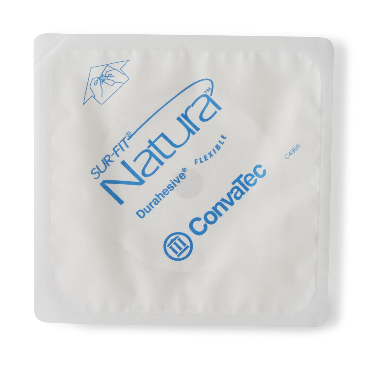 Ostomy Barrier Sur-Fit Natura Trim to Fit, Extended Wear Durahesive Adhesive 45 mm Flange Hydrocolloid 1 to 1-1/4 Inch Opening 4 X 4 Inch