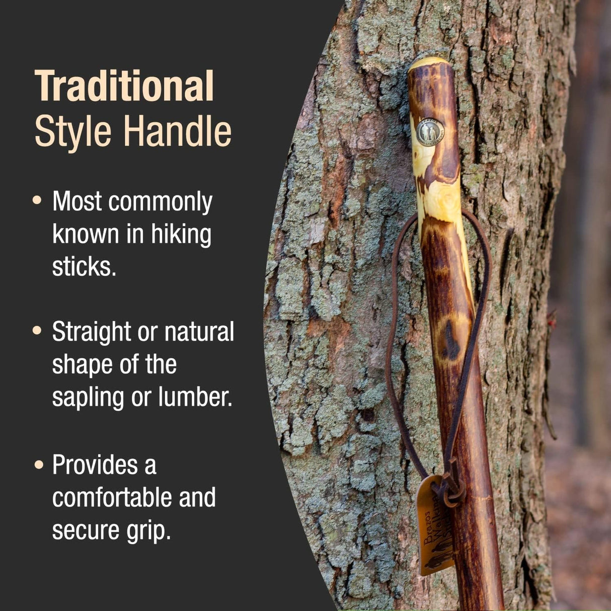 Walking Stick Brazos Free Form Wood 58 Inch Height Hawthorn