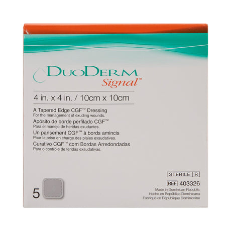Hydrocolloid Dressing DuoDERM Signal CGF Foam Backing 4 X 4 Inch Square Hydrocolloid