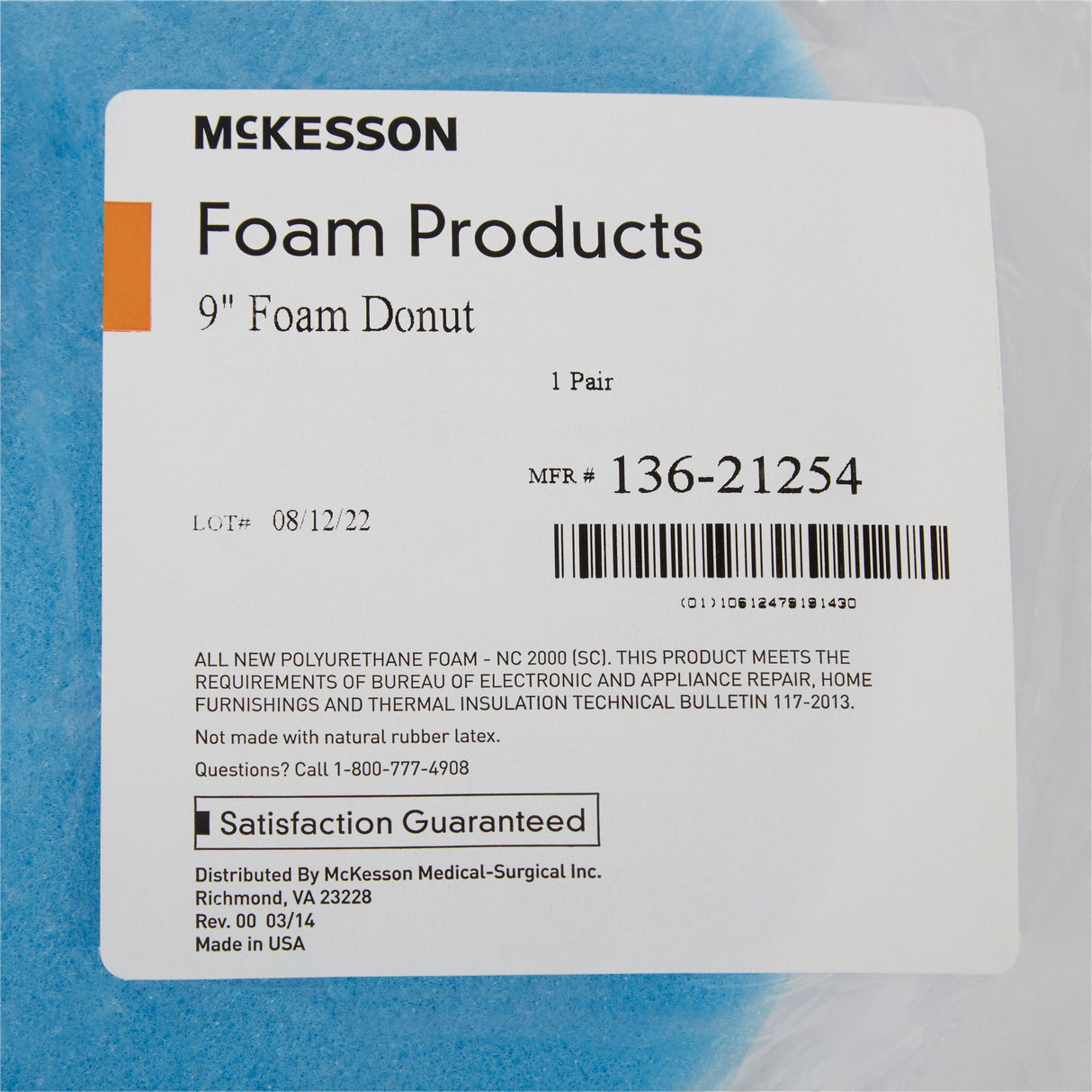 Donut Positioner McKesson 9 Inch Diameter Foam Freestanding