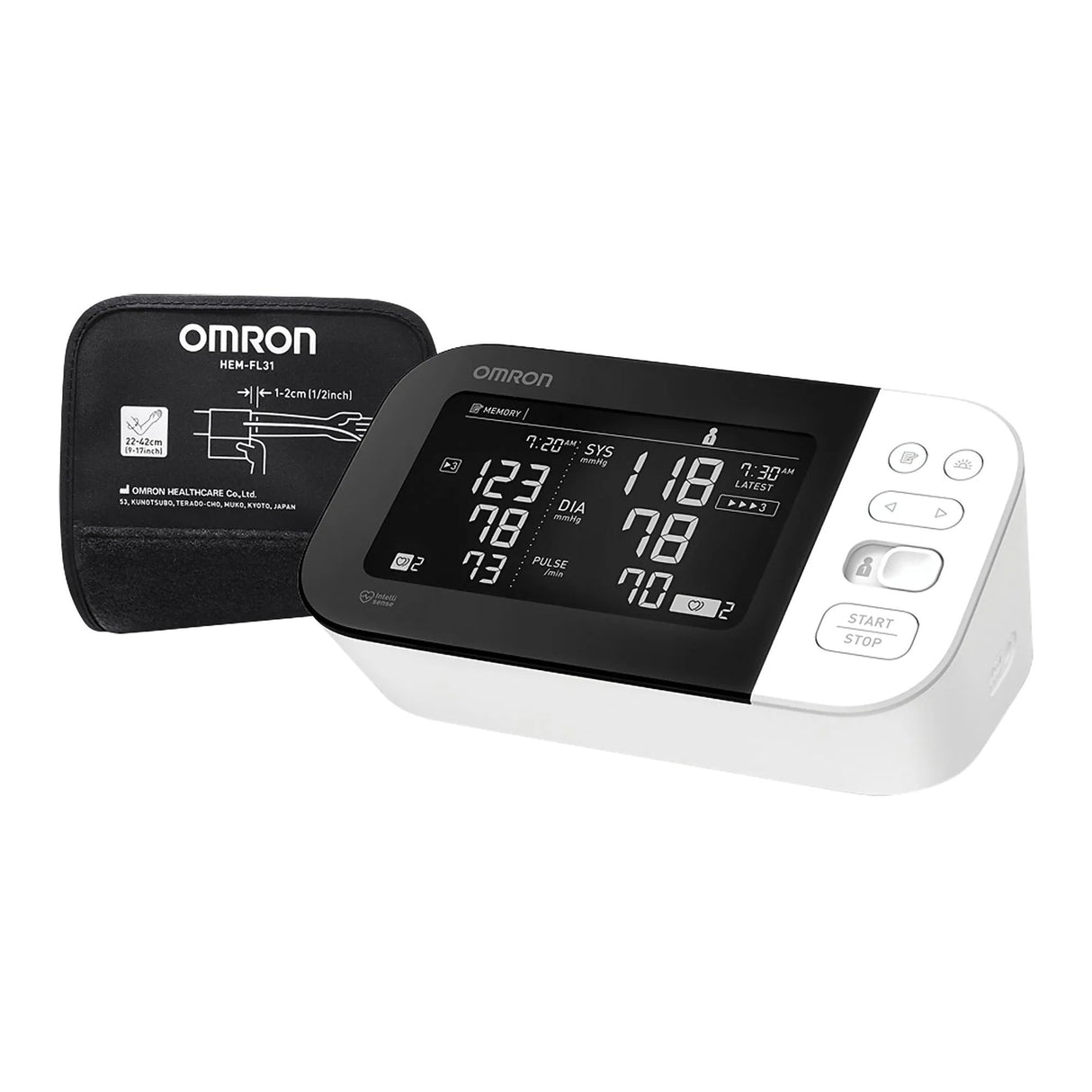 Home Automatic Digital Blood Pressure Monitor Omron 10 Series Wide Range Cloth Fabric Cuff 23 - 43 cm Desk Model
