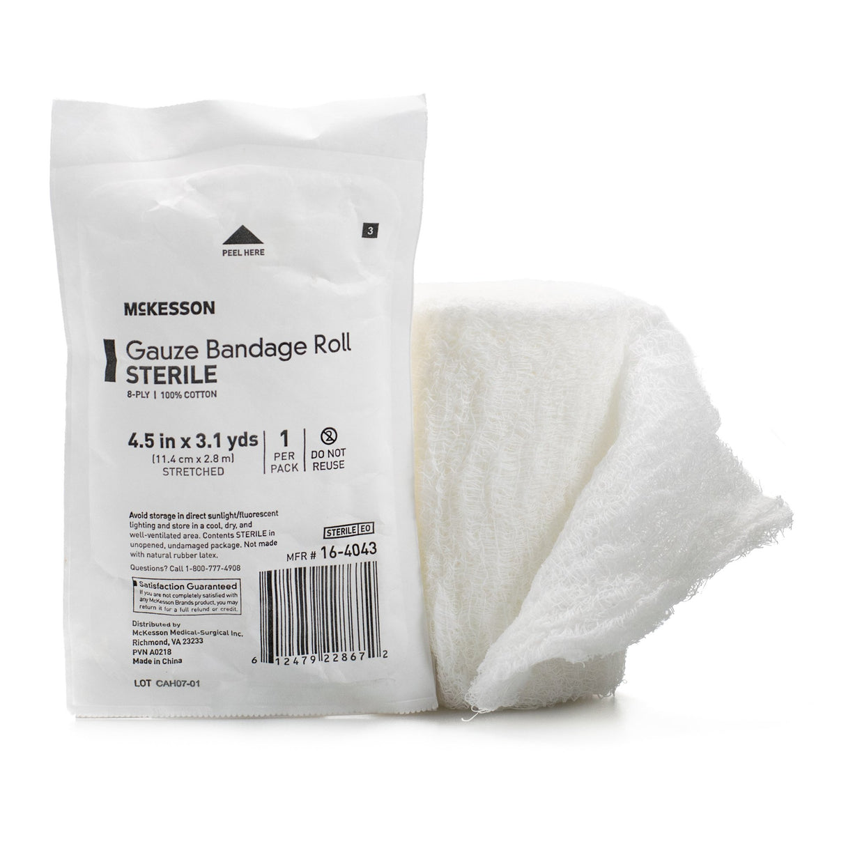 Fluff Bandage Roll McKesson 4-1/2 Inch X 3-1/10 Yard 6-Ply Sterile 1 per Pouch