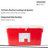 Sharps Container McKesson Prevent Red Base 13-1/2 H X 17-3/10 W X 13 L Inch Vertical Entry 8 Gallon