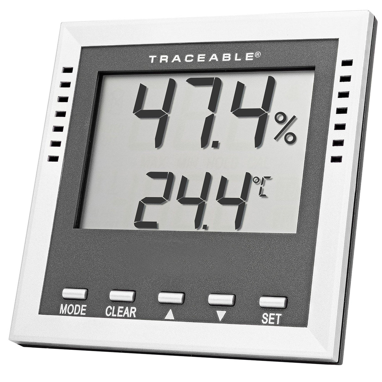 Dew Point / Wet Bulb / Humidity / Thermometer with Alarm Traceable Fahrenheit / Celsius -40 to 158F (-40 to 70C) Internal Sensor Flip-out Stand / Wall Mount Battery Operated