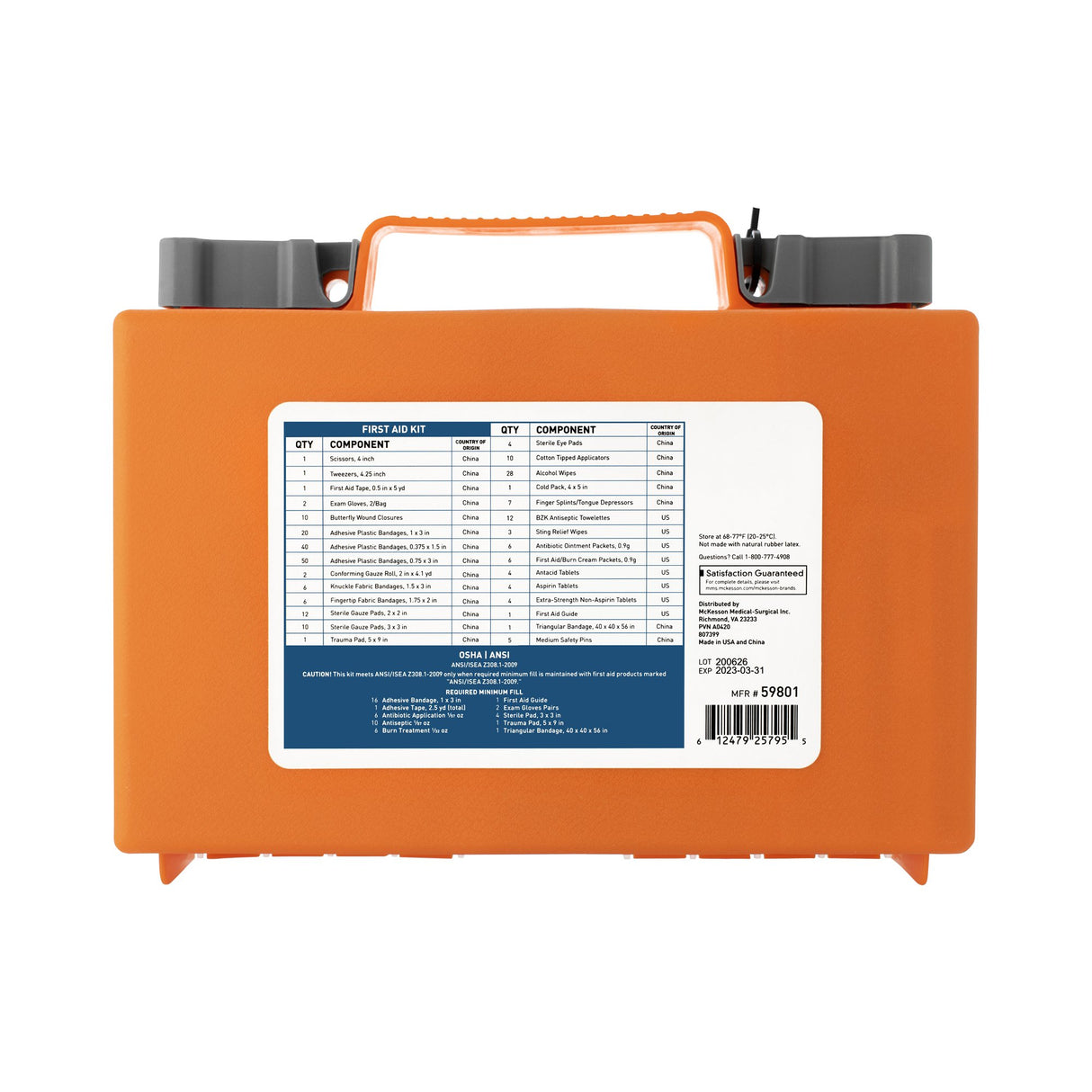 First Aid Kit McKesson 50 Person Plastic Case