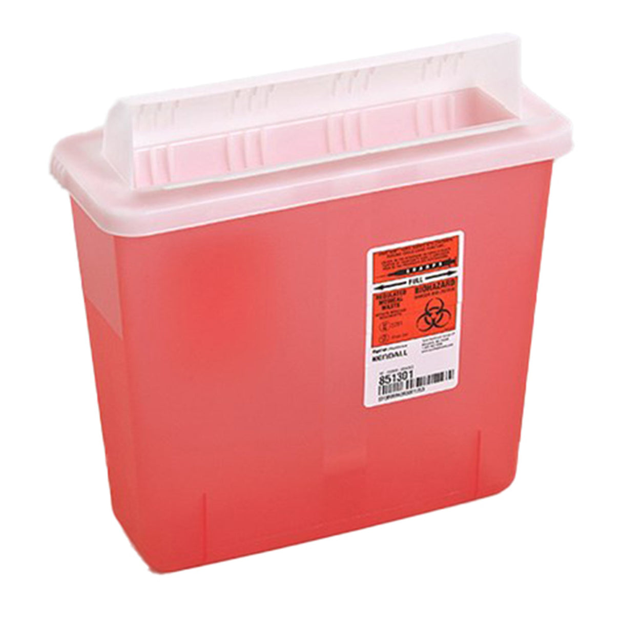 Sharps Container In-Room Translucent Red Base 11 H X 10-3/4 W X 4-3/4 D Inch Horizontal Entry 1.25 Gallon