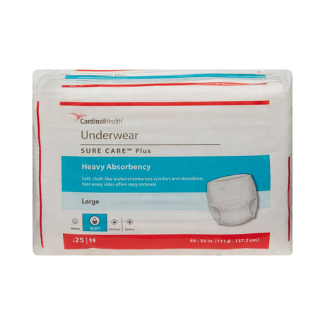 Unisex Adult Absorbent Underwear Sure Care Plus Pull On with Tear Away Seams Large Disposable Heavy Absorbency