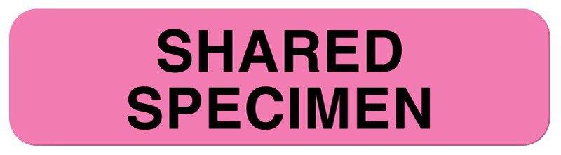 Pre-Printed Label UAL Laboratory Use White Paper SHARED SPECIMEN Lab / Specimen 5/16 X 1-1/4 Inch