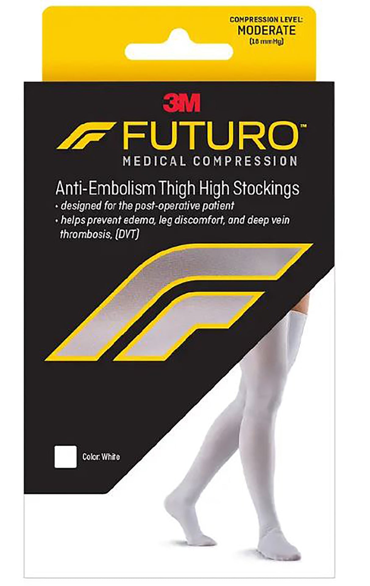 Anti-embolism Stocking 3M Futuro Thigh High Medium / Short White Closed Toe