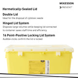 Chemotherapy Waste Container McKesson Prevent Yellow Base 13-1/2 H X 17-3/10 W X 13 L Inch Vertical Entry 8 Gallon