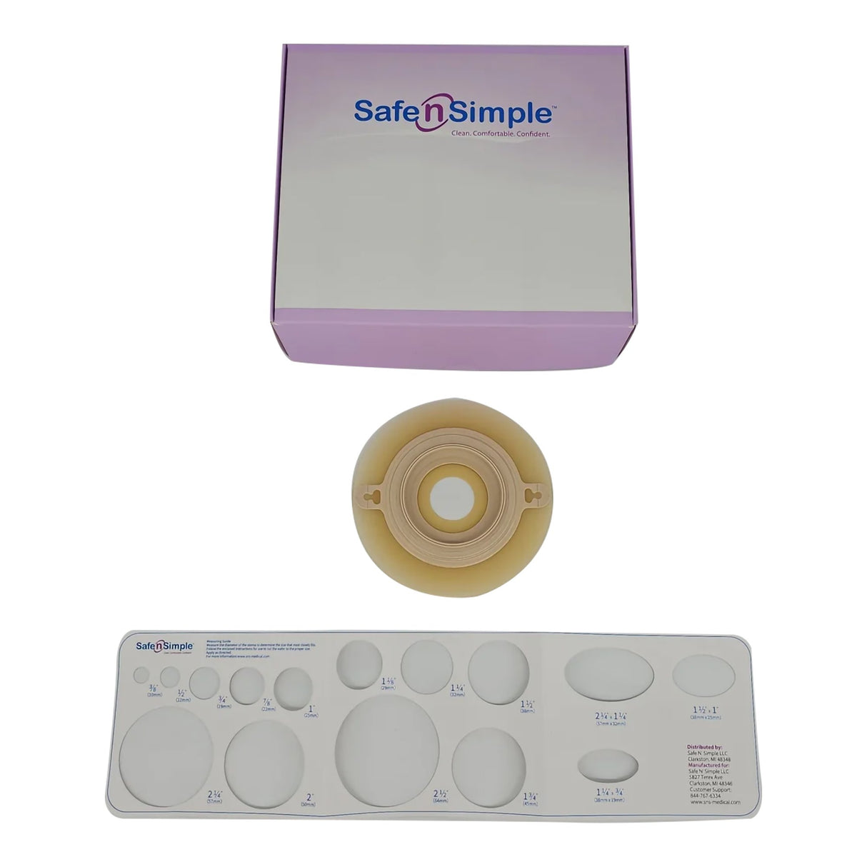 Ostomy Barrier Precut, Extended Wear Adhesive Tape Collar 57 mm Flange Red Code System 1-1/8 Inch Opening 5 X 5 Inch