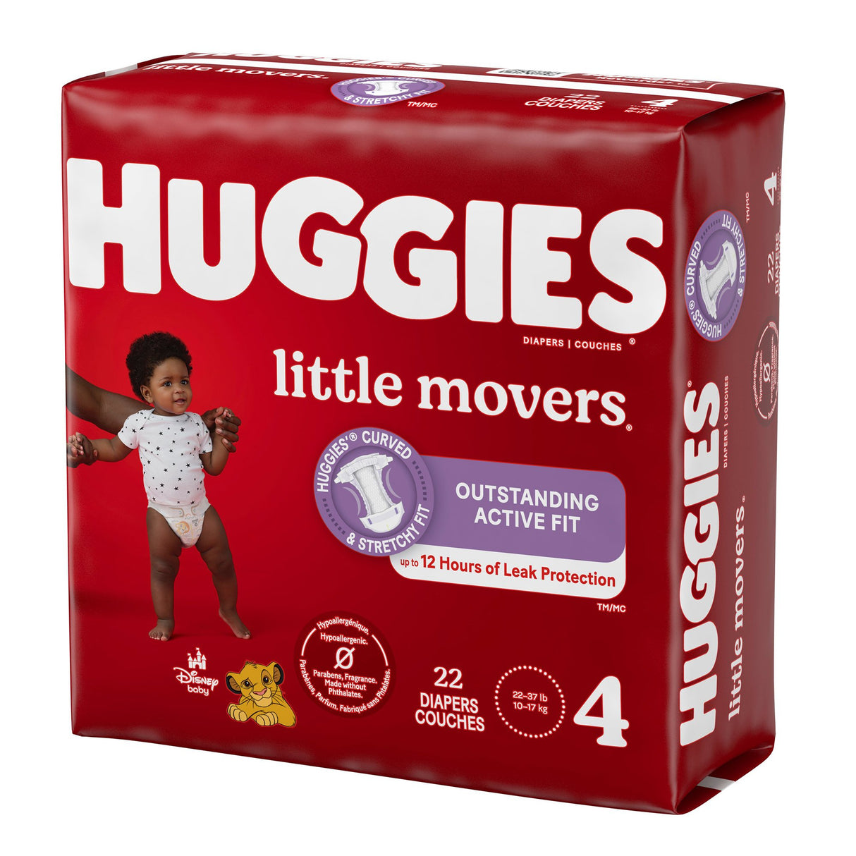 Unisex Baby Diaper Huggies Little Movers Size 4 Disposable Moderate Absorbency