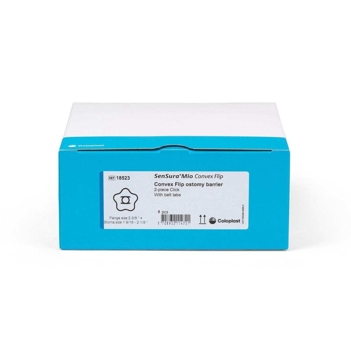 Ostomy Barrier SenSura Mio Convex Flip Precut, Extended Wear Elastic Adhesive 70 mm Flange Yellow Code System 2 Inch Opening
