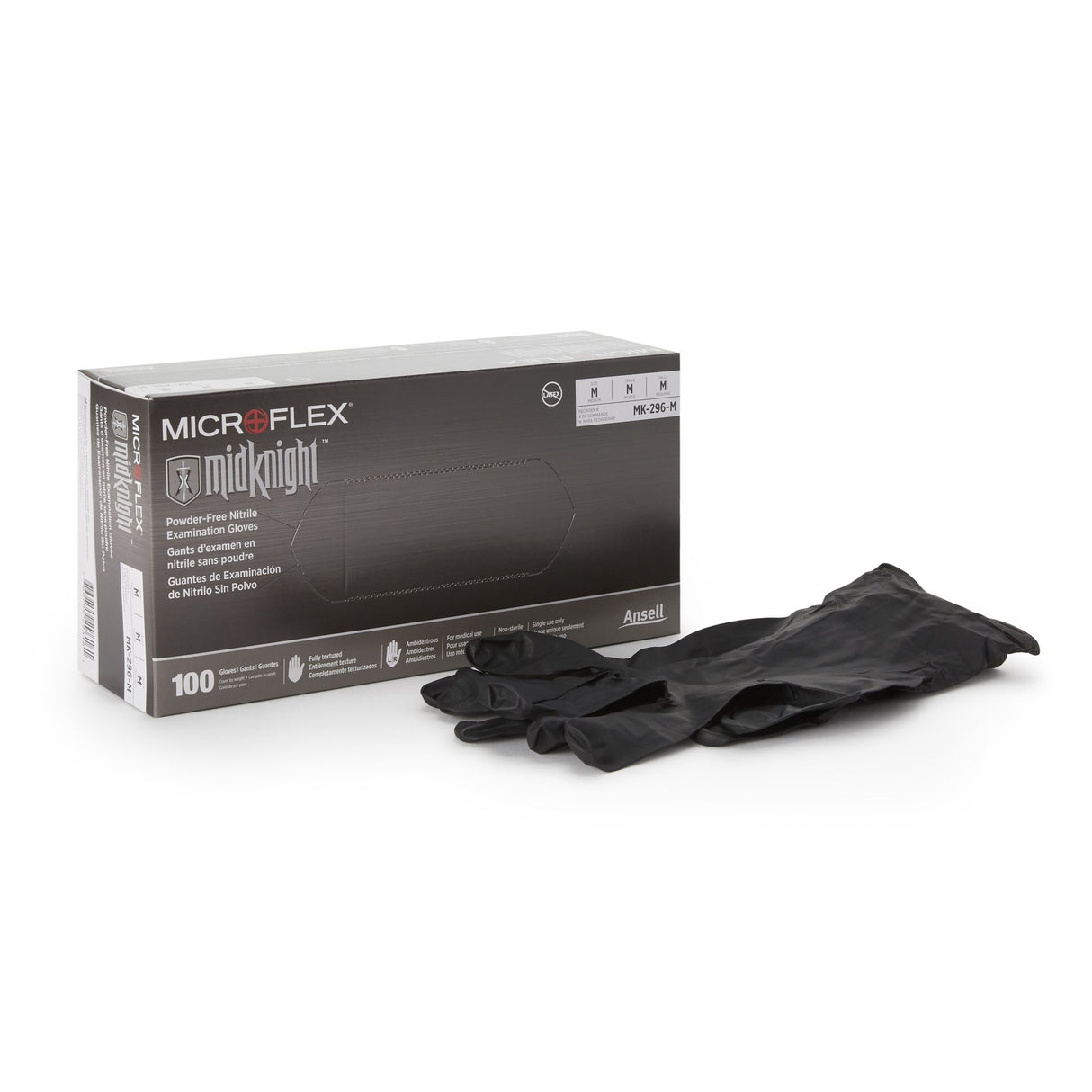 Exam Glove MICROFLEX MidKnight Medium NonSterile Nitrile Standard Cuff Length Fully Textured Black Fentanyl Tested