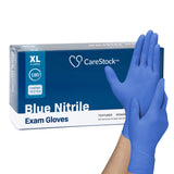 Exam Glove CareStock X-Large NonSterile Nitrile Standard Cuff Length Textured Fingertips Blue Chemo Tested