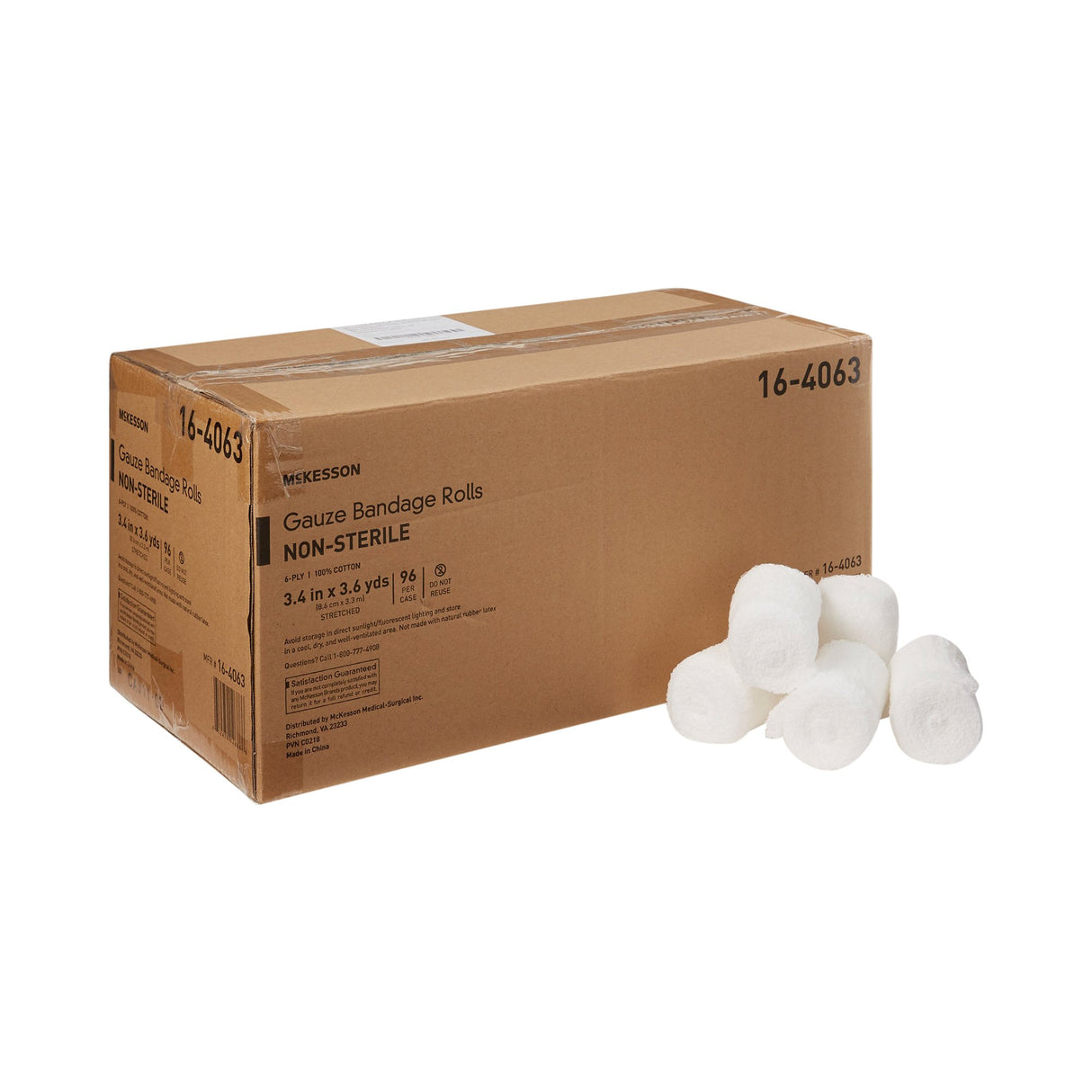 Fluff Bandage Roll McKesson 3-2/5 Inch X 3-3/5 Yard 6-Ply NonSterile 96 per Case