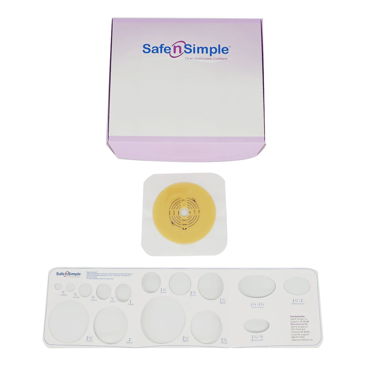 Ostomy Barrier Trim to Fit, Standard Wear Flexible Tape 57 mm Flange Red Code System Up to 1-3/4 Inch Opening 5 X 5 Inch