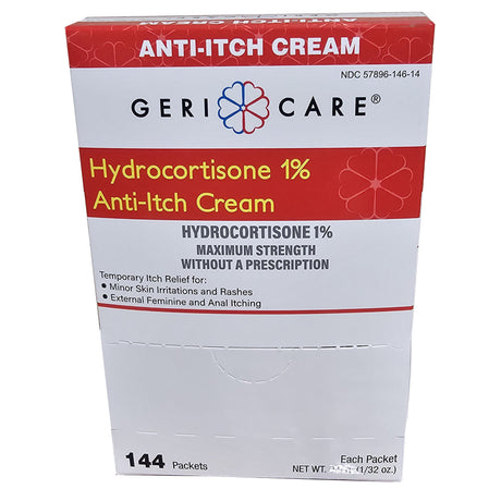 Itch Relief Geri-Care 1% Strength Cream 144 Per Box Individual Packet