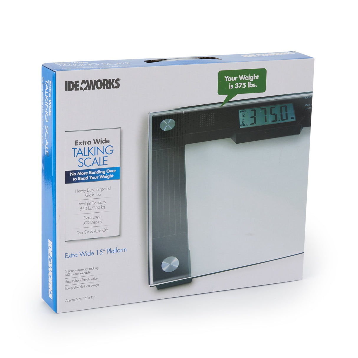 Floor Scale Ideaworks Digital Display 550 lbs. / 250 kg Capacity Black / Glass AC Power