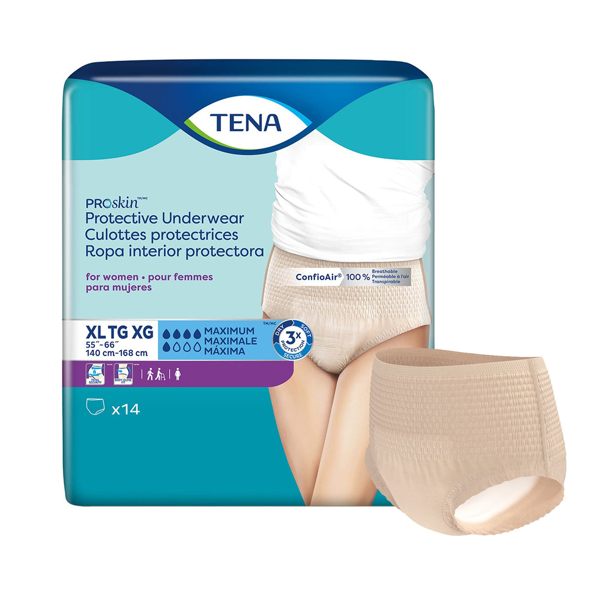 Female Adult Absorbent Underwear TENA ProSkin Protective Pull On with Tear Away Seams X-Large Disposable Moderate Absorbency