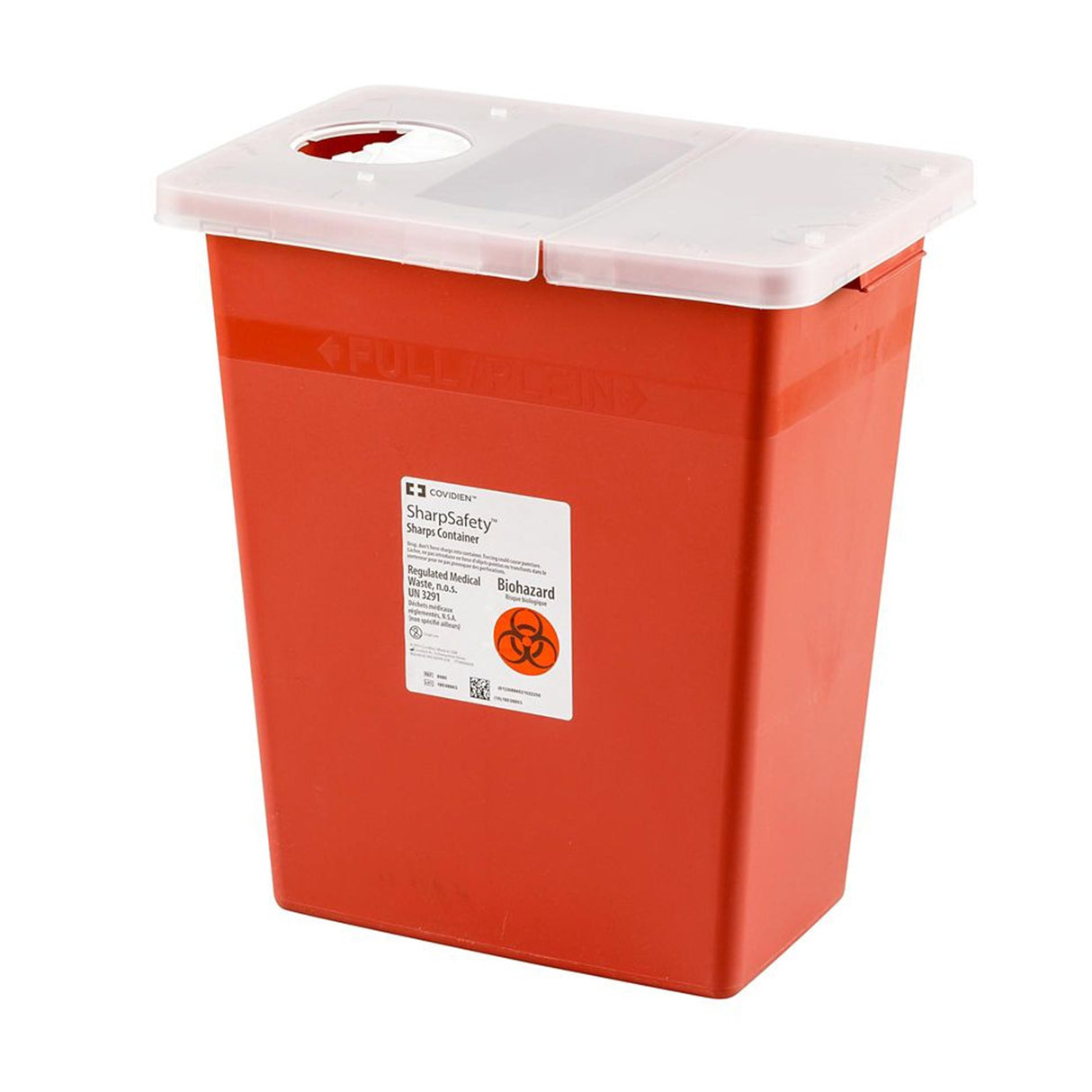 Sharps Container SharpSafety Red Base 26 H X 18-1/4 W X 12-3/4 D Inch Horizontal Entry 18 Gallon