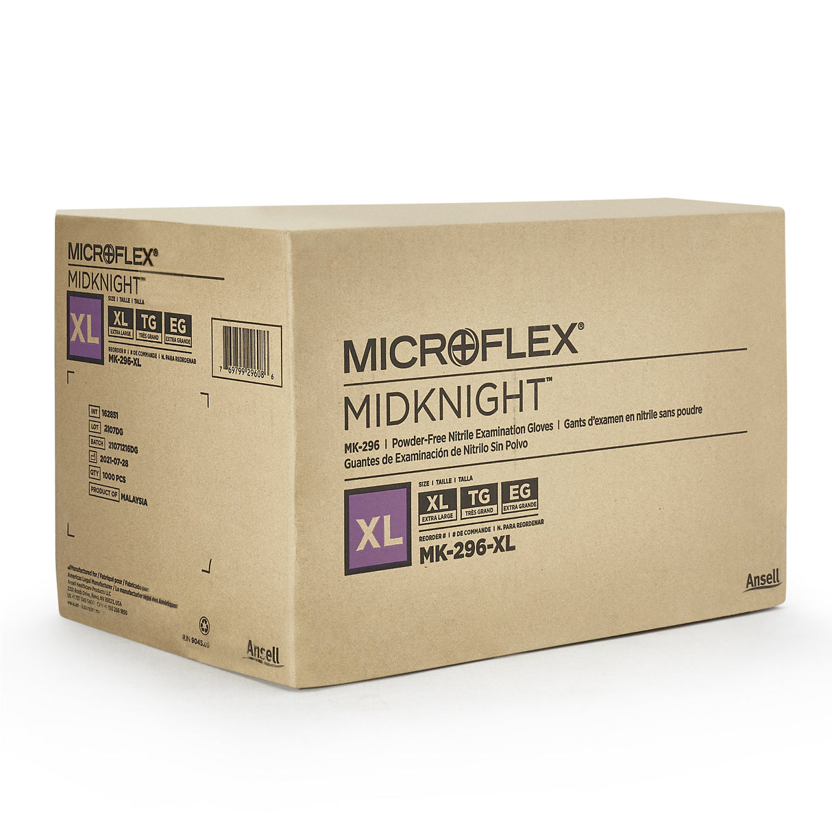Exam Glove MICROFLEX MidKnight X-Large NonSterile Nitrile Standard Cuff Length Fully Textured Black Fentanyl Tested