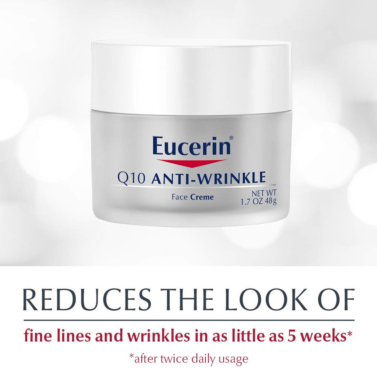Facial Moisturizer Eucerin Q10 Anti-Wrinkle Sensitive Skin 1.7 oz. Jar Unscented Cream