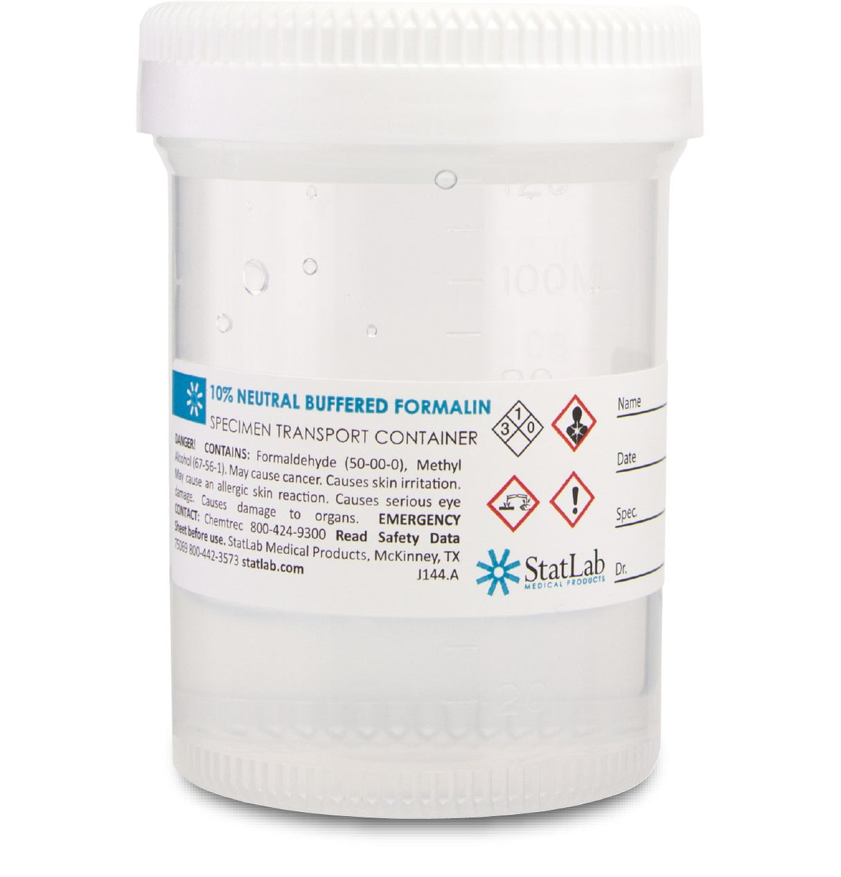 Prefilled Formalin Container StatClick 60 mL Fill in 120 mL (4 oz.) Screw Cap Warning Label NonSterile