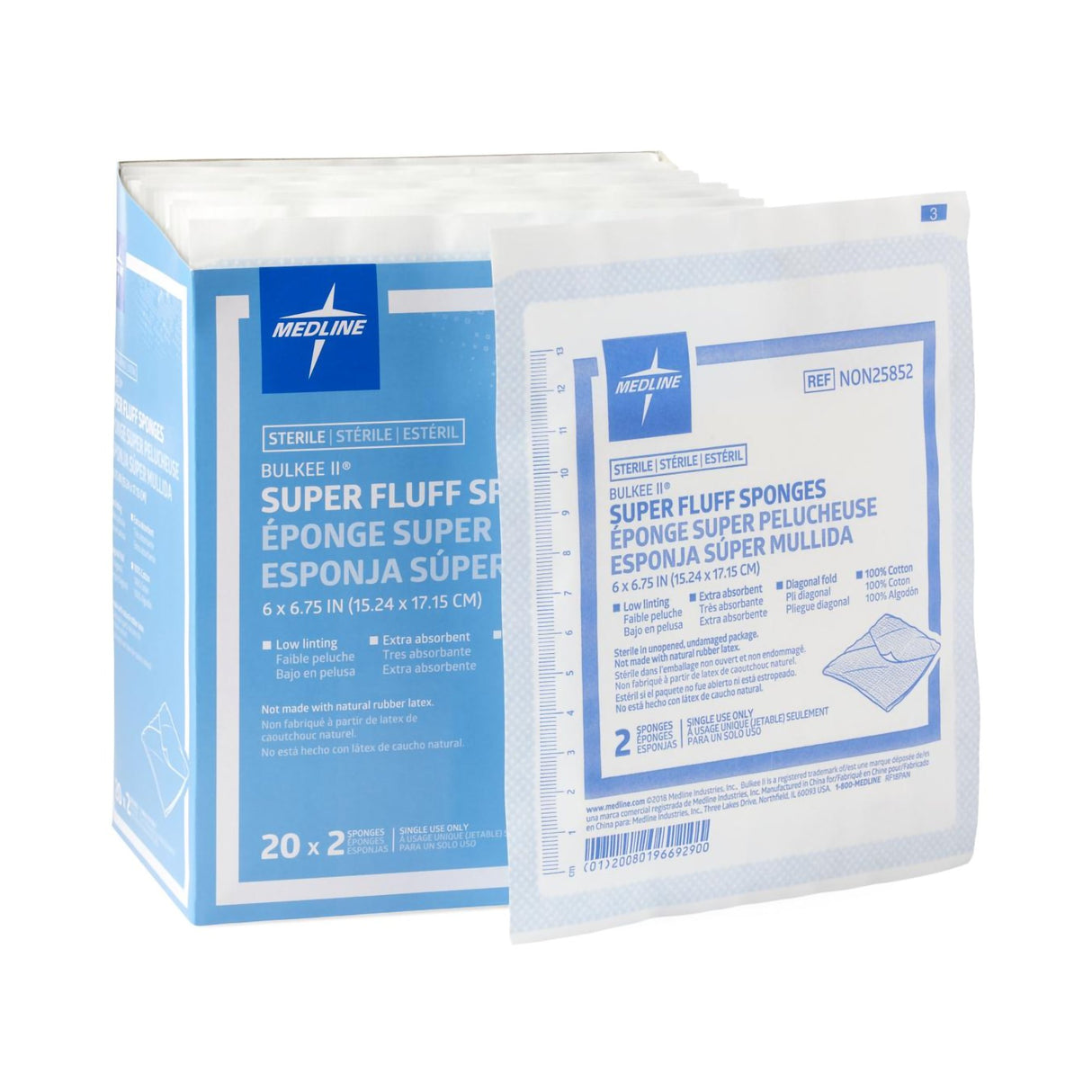 Fluff Dressing Bulkee II 6 X 6-3/4 Inch 6-Ply Sterile 2 per Pack
