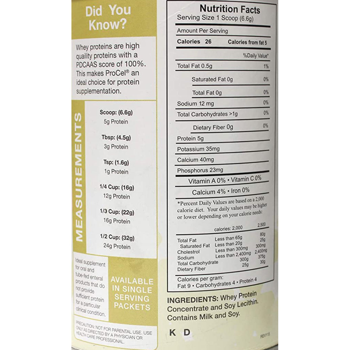 Oral Supplement ProCel Unflavored Powder 10 oz. Can