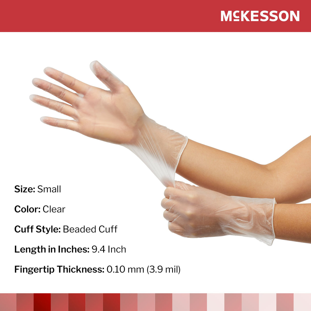 Exam Glove McKesson Small NonSterile Vinyl Standard Cuff Length Smooth Clear Not Rated