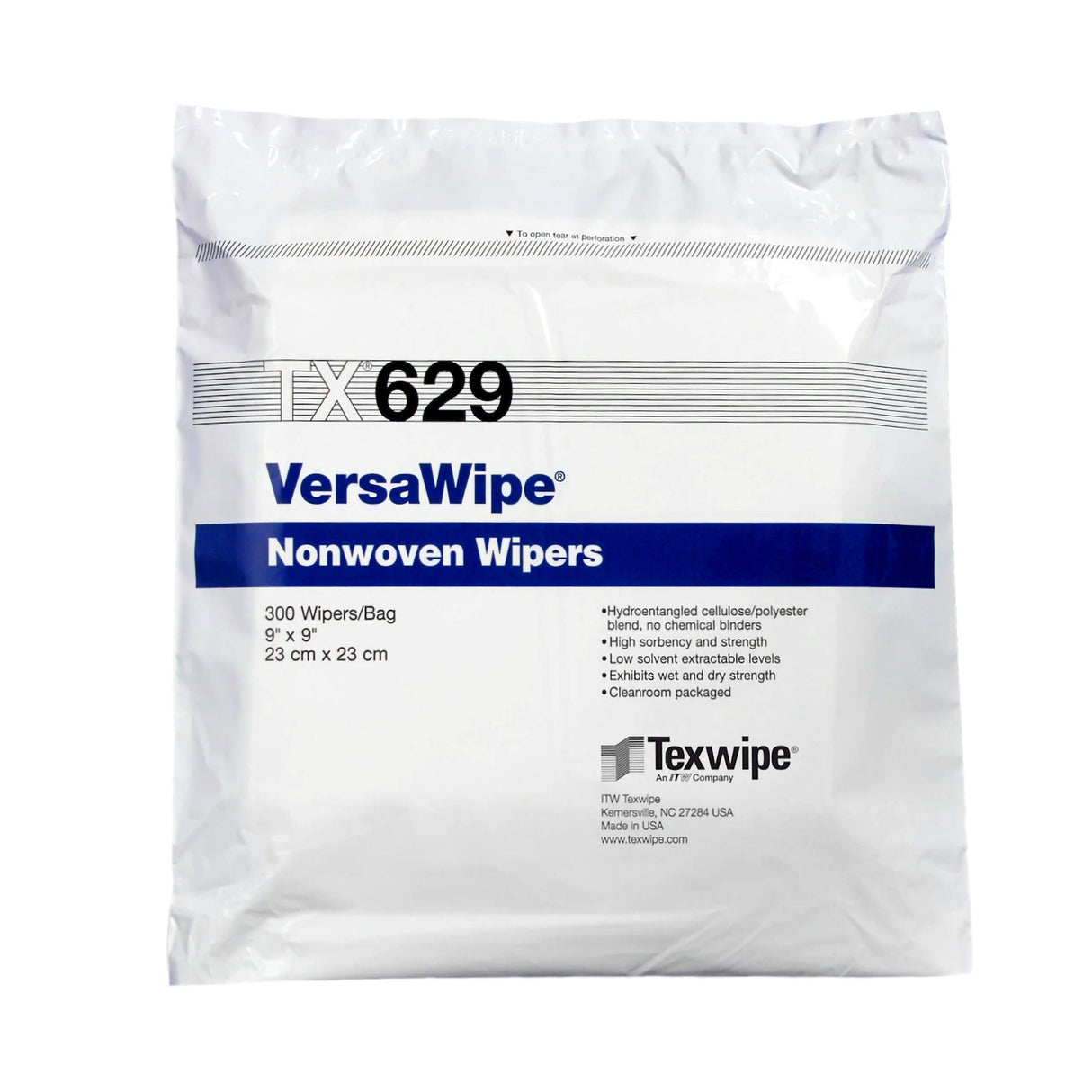 Cleanroom Wipe VersaWipe White NonSterile 45% Polyester / 55% Cellulose Nonwoven 9 X 9 Inch Disposable