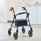 4 Wheel Rollator McKesson Blue Adjustable Height / Folding Steel Frame