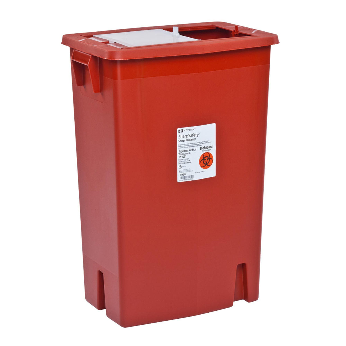 Sharps Container SharpSafety Red Base 26 H X 18-1/4 W X 12-3/4 D Inch Vertical Entry 18 Gallon